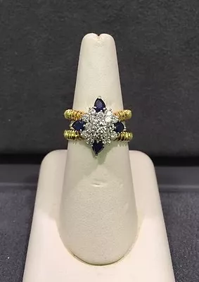 Beautiful 18K Yellow Gold Ladies Diamond And Sapphire Ring  • £1156.53