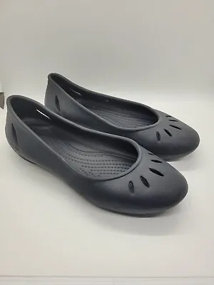 Women's CROCS Kandee Black Ballet Flat Shoes Sz 6 • £13.49