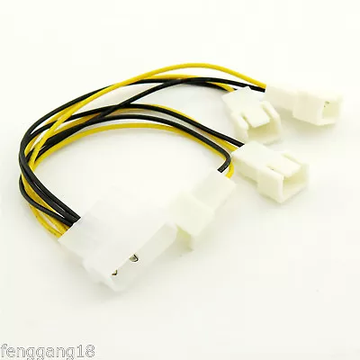 1pc Molex Male To 4 Way 3 Pin Computer Power Multi Fan Splitter Adapter Cable • $1.79