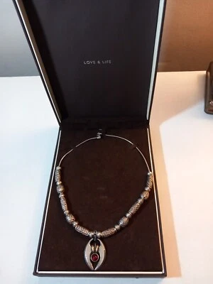 £19.99 • Buy Ernest Jones Sterling Silver 925 Necklace With Garnet Stone, Original Hinged Box