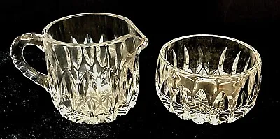 Clear Thick Cut Glass Open Sugar Bowl & Creamer Set Wide Vertical Cuts • $11.19