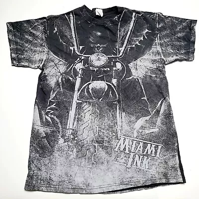 Miami Ink Biker Skeleton Black Shirt Size Men’s Medium Vintage Affliction Style • $19.99