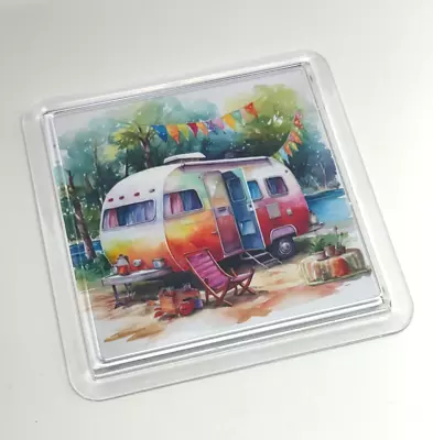 Colourful Caravan Coaster - Acrylic - Drinks Tea Coffee Coaster • £3.49