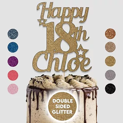 Cake Topper Personalised Happy Birthday Any Age Any Name 40th 50th 60th 70th • £2.65