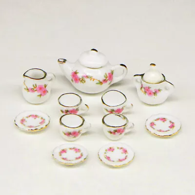 Dollhouse Miniature China Set Tea Cups Dish 1:12 Scale Kitchen Kit Accessories • $11.36