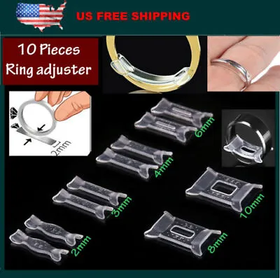 10 Pcs Ring Size Adjuster Invisible Clear Ring Sizer Jewelry Fit Reducer Guard • $6.29