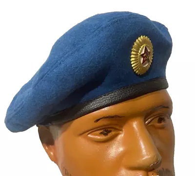 Rus Army Original VDV Blue Beret Wool Hat Airborne USSR Units With Metal Badge • $35