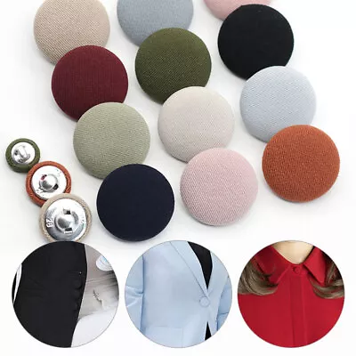 10Pcs Round Metal Buttons Fabric Cloth Covered DIY Sewing Clothes Accessories • £2.51