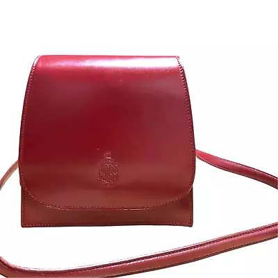 Vintage Mark Cross Red Leather Crossbody Bag Shoulder Purse Handbag • $300