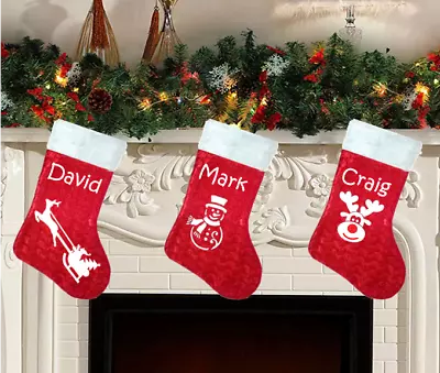 £5.75 • Buy Luxury Velvet Personalised Santa Father Christmas Snowman Rudolph Sack Stocking 
