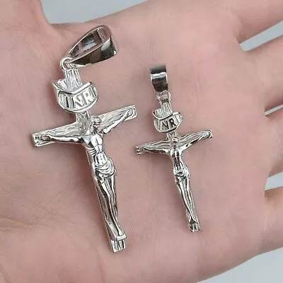 S925 Sterling Silver Cross Jesus Piece Crucifix Pendant Necklace For Men Women • $53