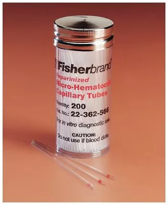 Fisherbrand Micro-Hematocrit Capillary Tubes CAT 22-362-566 1/PK 200          D4 • $22