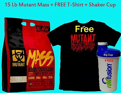 Mutant Mass Weight Gainer Protein 15 Lbs Vanilla I Crm + FREE T-Shirt+Shaker Cup • $79.99