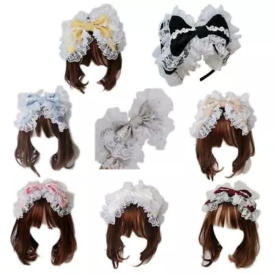 Lolita Maid Cosplay Hair Accessory Headband Japanese Lace Big Bowknot Headdress • $4.39