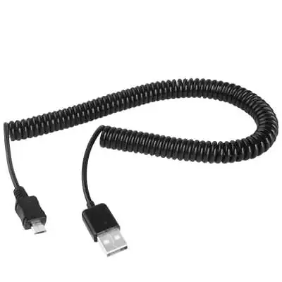 2m Micro USB Data Sync Charging Coiled Cable / Spring Cable(Black) • £4.99
