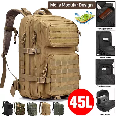 Military Tactical Backpack Men Molle Daypack 35L/45L 3 Day Bug Out Bag Rucksack • $52.99