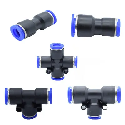 £1.79 • Buy Pneumatic Push In Fittings Connectors Hose Tube Quick Water Air Fit Join Adaptor