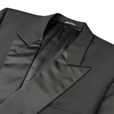 VTG Ermenegildo Zegna Men's Double Breasted Tuxedo Jacket Black • Italy • 44R US • $90.99