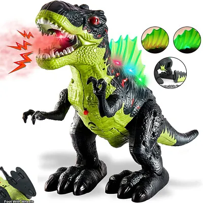 Remote Control Dinosaur Toy Walking Roaring Spray T-Rex For Kids Birthday Gift • £15.89