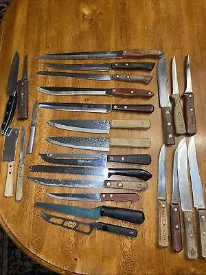 VTG BUTCHER KNIFE LOT 25 BONING BUTCHER CARVING KNIVES DEXTER BOKER RUSSELL Etc • $29.99