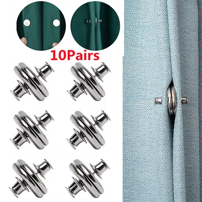 10Pairs Magnetic Curtain Clips Nail Free Button Buckle Clips Window Screen Decor • £7.99