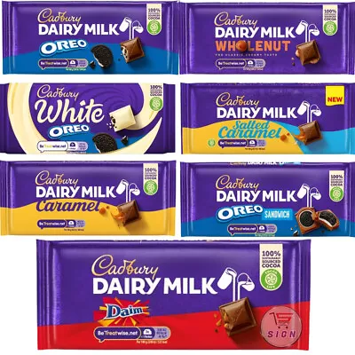 Cadbury Dairy Milk Chcolate Bars 120g-Whole NutOreoWhiteCaramelOreo Sandwich • £13.99