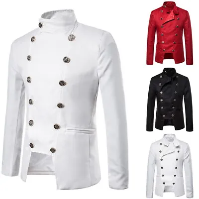 Mens Double-Breasted Hussar Suit Jacket Artillery Drummer Steampunk Blazer Coats • $38.69