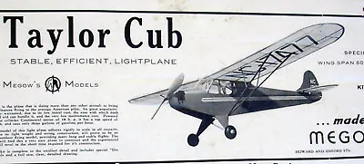 Megow TAYLOR CUB J-2 PLANS + PATTERNS For A 50  FF Or RC Model Airplane  • $22.95