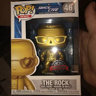 Special Edition Funko WWE 20th Anniversary 'THE ROCK' Golden Pop Figure #46 • $45.94