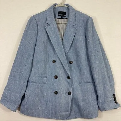 J.Crew Bristol Herringbone Light Blue Linen Blend Blazer/Coat Size 16 • $120