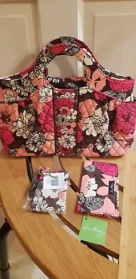 Vera Bradley Abby Style Handbag In Mocha Rouge Floral Pattern Nwt 3 Pieces  • $39