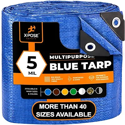 Blue Multi-Purpose Tarp 5 Mil Waterproof Cover Shelter Camping Poly Tarpaulin • $409.99