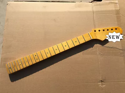 Maple 21 Fret 25.5 Inch Electric Guitar Neck Replacement Yellow Paint Dot Inlay • $63.48