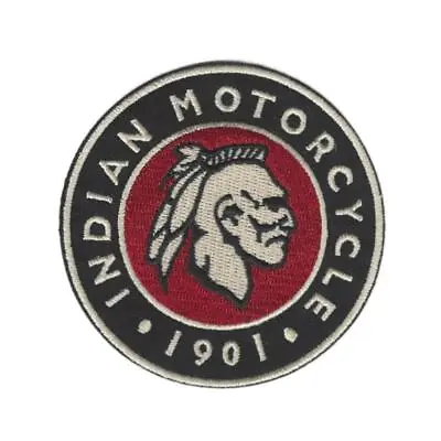 INDIAN IRON ON PATCH 3  Round Embroidered 1901 Motorcycle Biker Jacket Racing • $3.95