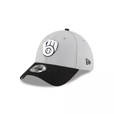  Milwaukee Brewers MLB New Era Team Classic 39THIRTY Flex Hat -Gray/Black • $24.99