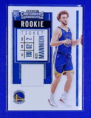 2020-21 Panini Contenders Nico Mannion RC RS-NMN Rookie Ticket Patch Warriors  • $2.99