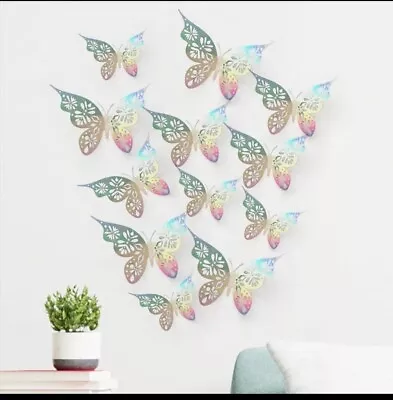 12 X 3D Butterfly Wall Stickers Home Decor Room Decoration Sticker Bedroom Cute • £3.79