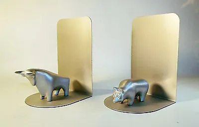 Metal Bull And Bear Bookends Stock Market • $29.98