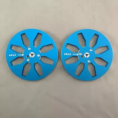 🏅 1 Pair Aluminum AKAI Blue 7 1/4 Inch Take Up Reel For Open Reel Tape Recorder • $90