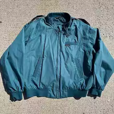 Vintage 1980s Members Only Bomber Jacket Mens Extra Large Teal Green Windbreaker • $15