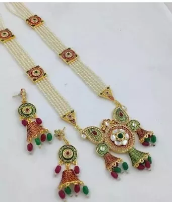 Indian Bollywood Gold Plated Kundan Choker Bridal Necklace Earrings Jewelry Set • $21.84