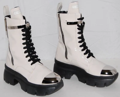 $356.25 • Buy 38 US 8 ❤️ Giuseppe Zanotti Apocalypse Lace-up COMBAT BOOTS Ivory Patent Leather