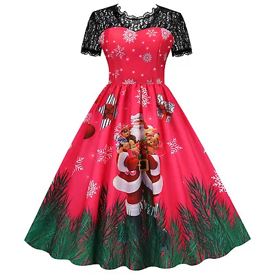 $37.32 • Buy Summer Christmas Dress For Women Rockabilly Party Skater Swing A-Line Dresses ❥
