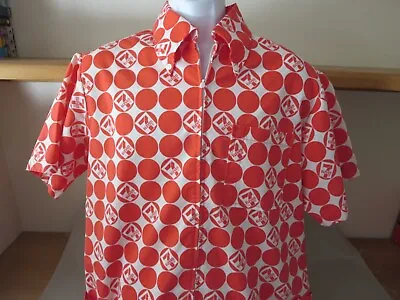 Vintage 60 & 70's 7-11 Circle Poka Dot Orange Reddish Employee Smock Shirt Mediu • $99.99