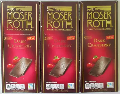 **new** 3 Packs Moser Roth Dark Cranberry Chocolate Bars 4.4-oz • $12.99