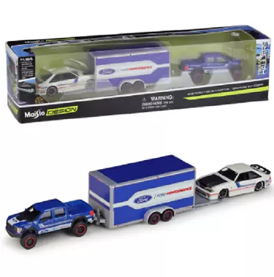 Maisto 1:64 2021 Ford F150 Raptor Trailer 1993 SVT Cobra Diecast Model Car • $31.97