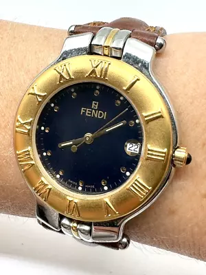 FENDI Orologi 900G Mens Watch Two Tone Stainless Steel Gold Bezel SWISS SERVICED • $9.99