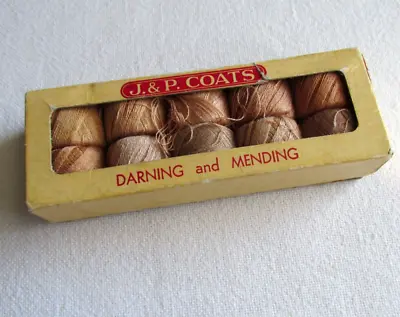 Vintage J. & P. Coats Darning And Mending Thread In Box A 227-N Browns • $7.99