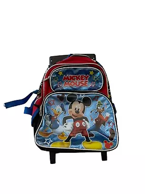 Disney Mickey Mouse Rolling Backpack Bag Kids Size 11x13 Good Condition Cute! • $22.46