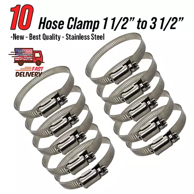 10 X 3 1/2  Stainless Steel Worm Drive Hose Clamps Turbo Intake Silicone • $16.79